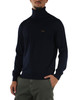 BLU SCURO | Maglia collo alto in lana merino con ricamo logo