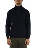 BLU SCURO | Maglia in lana merino con bottoni al collo