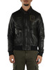 NERO | Giacca Pilot in pelle con patch logo
