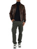 MARRONE | Giacca Pilot in pelle con patch logo
