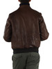MARRONE | Giacca Pilot in pelle con patch logo