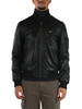 NERO | Giacca bomber in pelle con placca logo