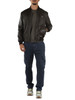 MARRONE | Giacca bomber in pelle con placca logo