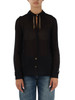NERO | Blusa in georgette con dettagli logo rimovibili