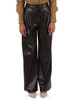 MARRONE | Pantalone gamba larga effetto pelle