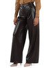 MARRONE | Pantalone gamba larga effetto pelle