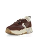 MARRONE | Sneakers in pelle e tessuto tecnico CLUB105 FUR