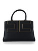 NERO | Borsa tote effetto martellato con placca logo