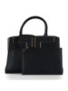 NERO | Borsa tote effetto martellato con placca logo