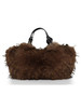 MARRONE | Borsa a mano DUA Medium in pelle ed ecopelliccia