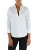 BIANCO | Blusa in cotone stretch con polsi cut out