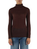 MARRONE | T-shirt collo alto in misto viscosa e cashemere