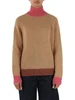 BEIGE | Rollkragenpullover aus Alpaka-Mischung mit kontrastierenden Einsätzen
