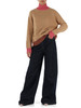 BEIGE | Maglia collo alto in misto alpaca con inserti a contrasto