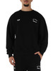 SCHWARZ | Sweatshirt aus gebürsteter Baumwolle mit Rundhalsausschnitt