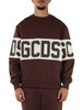 MARRONE | Felpa girocollo in cotone garzato con scritta logo