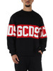 SCHWARZ | Rundhals-Sweatshirt aus angerauter Baumwolle mit Logo-Schriftzug