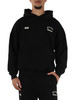 SCHWARZ | Sweatshirt aus gebürsteter Baumwolle mit Kapuze