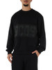 SCHWARZ | Sweatshirt aus aufgerauter Baumwolle mit kontrastierendem Einsatz