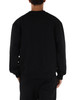 SCHWARZ | Sweatshirt aus aufgerauter Baumwolle mit kontrastierendem Einsatz