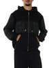 SCHWARZ | Sweatshirt aus angerauter Baumwolle mit Reißverschluss und kontrastierenden Einsätzen