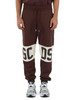 MARRONE | Pantaloni sportivi in cotone garzato con inserti stampa logo