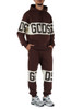 MARRONE | Pantaloni sportivi in cotone garzato con inserti stampa logo