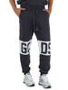 GRAU | Sporthose aus angerauter Baumwolle mit Logo-Print-Einsätzen