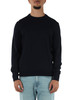 BLU SCURO | Maglia girocollo in cotone con scritta logo a rilievo