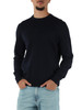 BLU SCURO | Maglia girocollo in cotone con scritta logo a rilievo