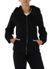 NERO | Felpa in cotone con zip e cappuccio decorato