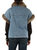 BLAU | Oversize Jeansweste mit Innenfutter aus Kunstpelz