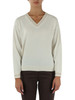 Elfenbein | V-Ausschnitt Pullover aus Kaschmir