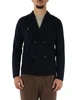 BLU SCURO | Giacca cardigan doppiopetto in lana merino extrafine
