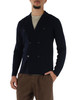 BLU SCURO | Giacca cardigan doppiopetto in lana merino extrafine