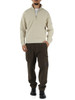 BEIGE | Felpa mezza zip in fleece diagonale smerigliato e spazzolato