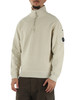 BEIGE | Felpa mezza zip in fleece diagonale smerigliato e spazzolato