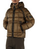MARRONE | Piumino regular fit trapuntato con cappuccio