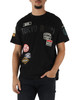NERO | T-shirt in cotone con stampe e patch a contrasto