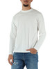 BIANCO | T-shirt manica lunga in cotone con stampa logo a rilievo
