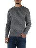 GRIGIO | Maglia girocollo in cotone a trecce