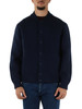 BLU SCURO | Cardigan pesante in misto lana modello bomber