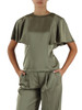 VERDE MILITARE | Blusa in satin con maniche ampie