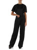 NERO | Pantalone gamba larga in satin con pinces