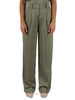 VERDE MILITARE | Pantalone gamba larga in satin con pinces