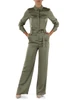 VERDE MILITARE | Tuta intera in satin con cintura
