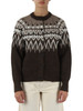 MARRONE | Cardigan in misto lana e alpaca con motivo decorativo