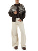 MARRONE | Cardigan in misto lana e alpaca con motivo decorativo