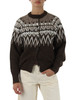 MARRONE | Cardigan in misto lana e alpaca con motivo decorativo