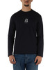 BLU SCURO | T-shirt slim fit in cotone con manica lunga